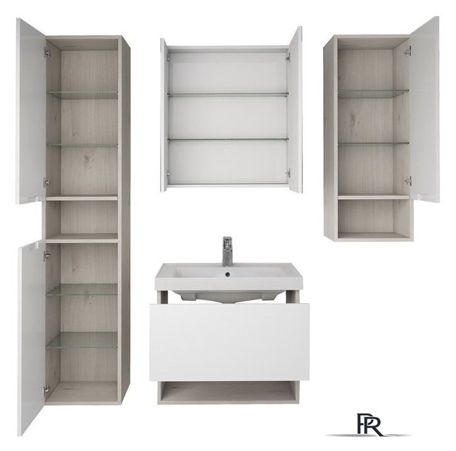  Dreja Шкаф-полупенал Perfecto 99.0815 (дуб эврика/белый глянец) - Изображение №3 — Интернет-магазин ПроЗаказ