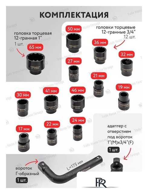 Набор головок слесарных ForceKraft FK-6154-5MPB(58241) - Изображение №10 — Интернет-магазин ПроЗаказ