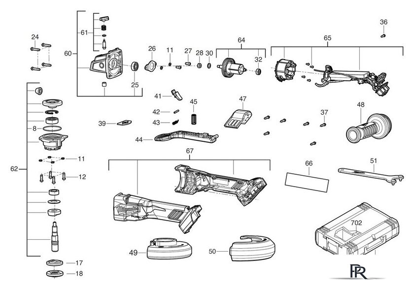 Угловая шлифмашина Milwaukee M18 FSAG125XB-0X Fuel 4933478433 (без АКБ, кейс) - Изображение №8 — Интернет-магазин ПроЗаказ