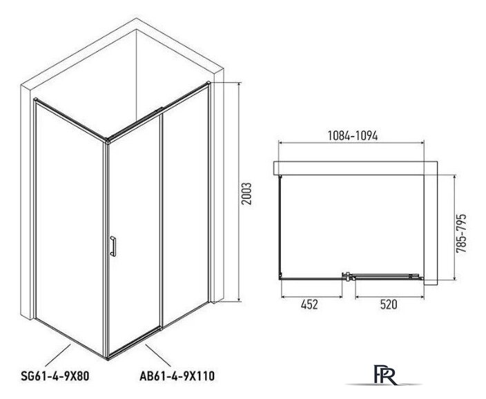 Душевая стенка Alex Baitler SG61C80 80x200 - Изображение №4 — Интернет-магазин ПроЗаказ