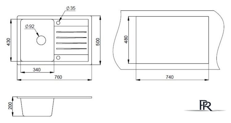 Кухонная мойка Granula 7602 (черный) - Изображение №2 — Интернет-магазин ПроЗаказ