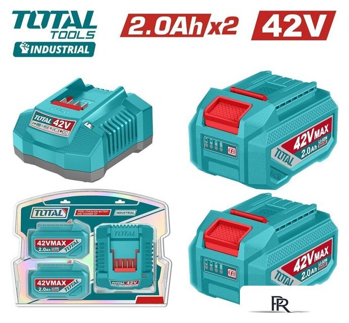 Аккумулятор с зарядным устройством Total TFBCPM20221 (42В/2x2 Ah + 42В) - Изображение №1 — Интернет-магазин ПроЗаказ