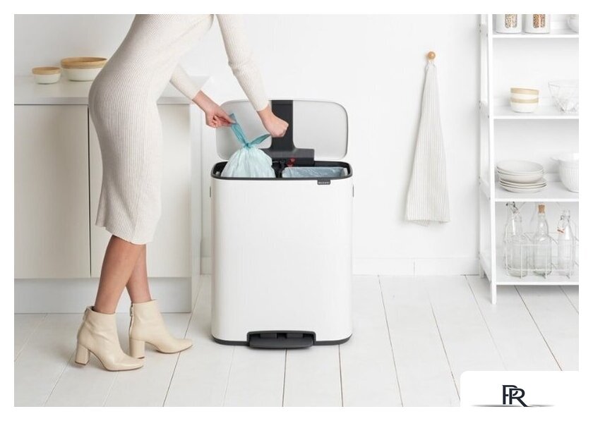 Система сортировки мусора Brabantia Bo Pedal Bin 2 x 30 л (белый) - Изображение №4 — Интернет-магазин ПроЗаказ