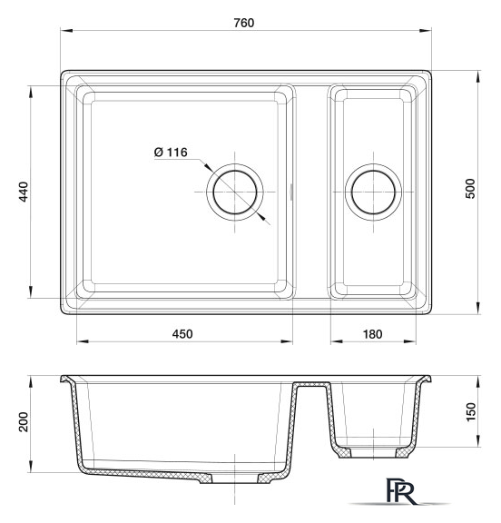 Кухонная мойка GranFest GF-LV-760K (серый) - Изображение №4 — Интернет-магазин ПроЗаказ