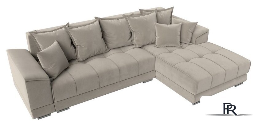 Угловой диван Лига диванов НордСтар правый 121113 (микровельвет бежевый/подушки микровельвет бежевый) - Изображение №6 — Интернет-магазин ПроЗаказ