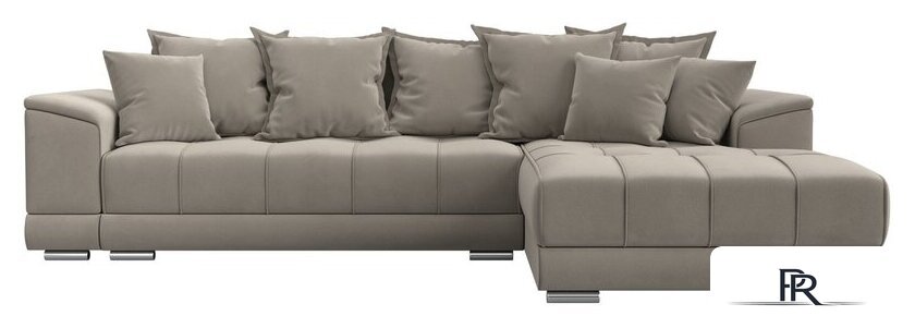 Угловой диван Лига диванов НордСтар правый 121113 (микровельвет бежевый/подушки микровельвет бежевый) - Изображение №2 — Интернет-магазин ПроЗаказ