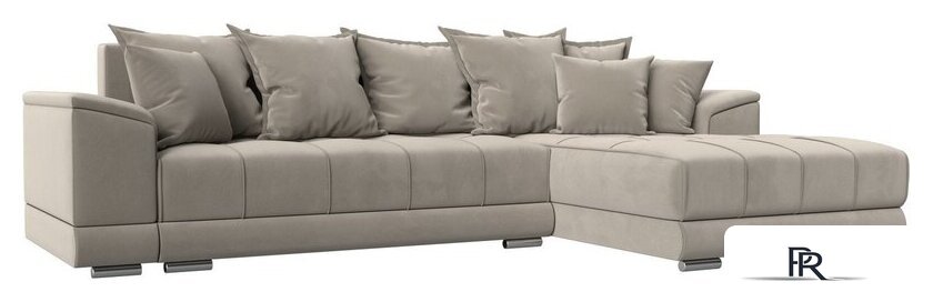 Угловой диван Лига диванов НордСтар правый 121113 (микровельвет бежевый/подушки микровельвет бежевый) - Изображение №1 — Интернет-магазин ПроЗаказ