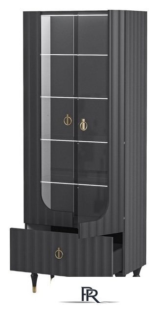 Шкаф-витрина Неман мебель Лоренсо МН-043-25 (графит) - Изображение №2 — Интернет-магазин ПроЗаказ