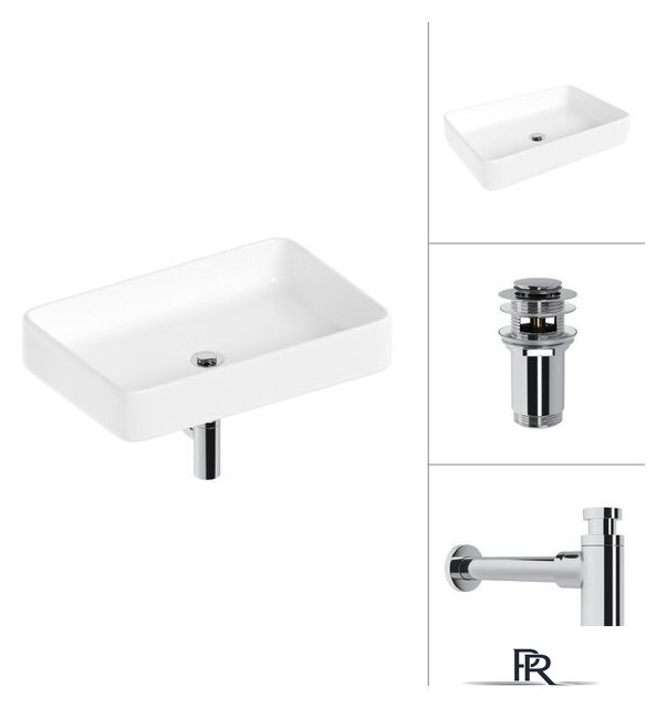 Умывальник Lauter 21842 + клапан 21190CH + сифон 21635CH (хром) - Изображение №1 — Интернет-магазин ПроЗаказ