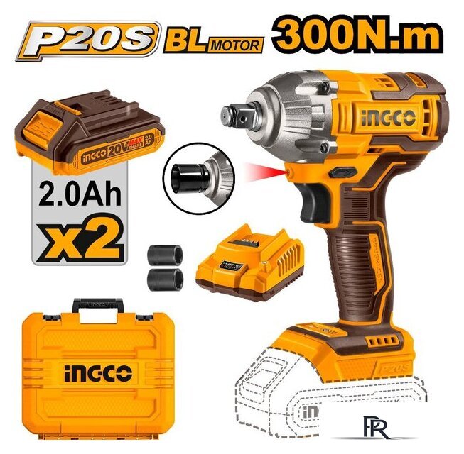 Гайковерт Ingco CIWLI2038 (с 2-мя АКБ, кейс) - Изображение №1 — Интернет-магазин ПроЗаказ