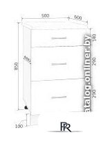 Шкаф напольный Кортекс-мебель Корнелия Лира НШ50р3ш (дуб сонома/марсель) - Изображение №5 — Интернет-магазин ПроЗаказ