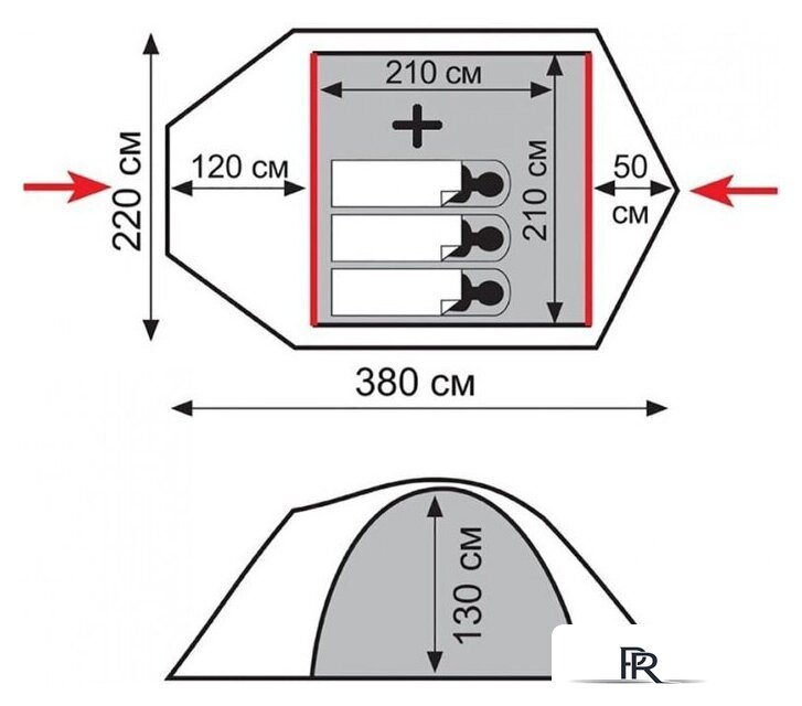 Треккинговая палатка Tramp Lite Camp 3 (песочный) - Изображение №2 — Интернет-магазин ПроЗаказ