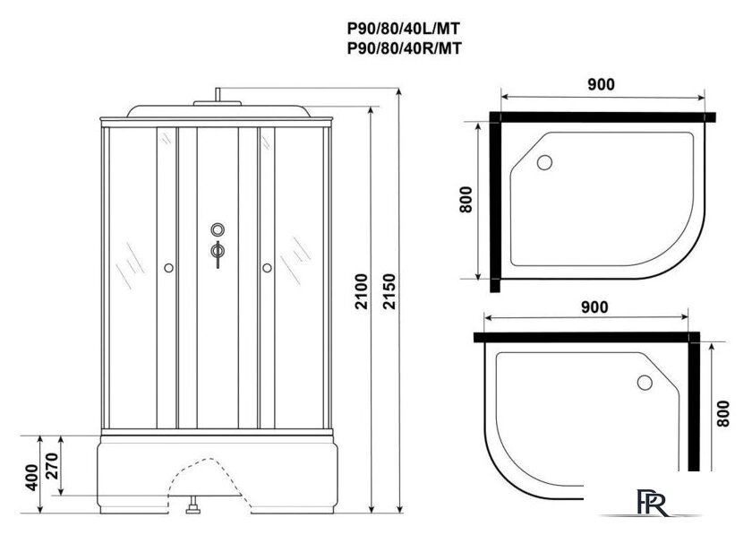 Душевая кабина Niagara Promo P90/80/40R/MT 90x80x215 - Изображение №3 — Интернет-магазин ПроЗаказ