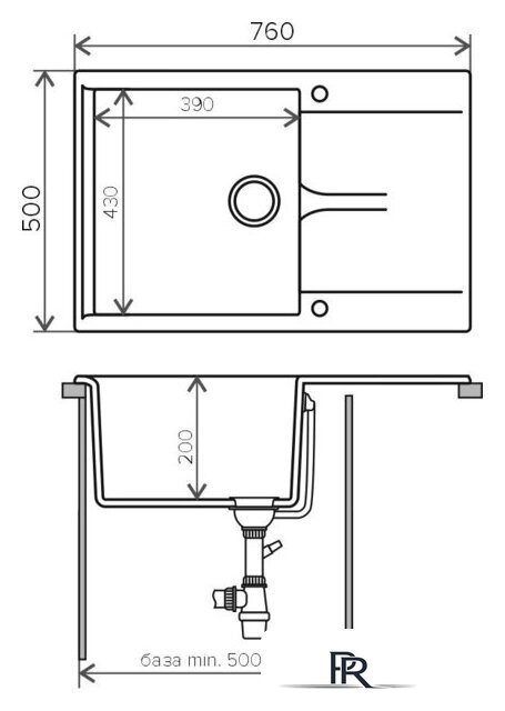 Кухонная мойка Polygran Gals-760 (белый хлопок 36) - Изображение №2 — Интернет-магазин ПроЗаказ