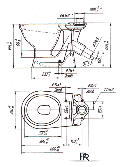 Унитаз напольный Оскольская керамика Суперкомпакт (белый, косой выпуск) - Изображение №2 — Интернет-магазин ПроЗаказ