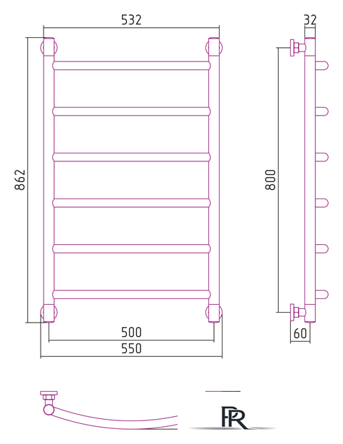 Полотенцесушитель Сунержа Галант+ 800x500 00-0200-8050 - Изображение №3 — Интернет-магазин ПроЗаказ