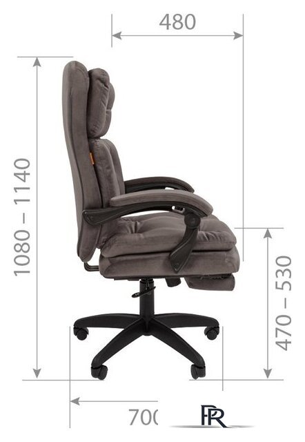 Офисное кресло CHAIRMAN Home 442 (ткань, Т-55 серый) - Изображение №8 — Интернет-магазин ПроЗаказ