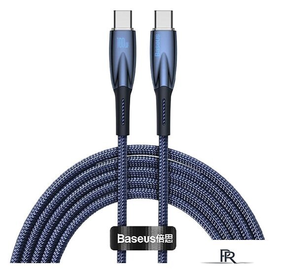 Кабель Baseus Glimmer Series Fast Charging Data Cable USB Type-C - Type-C 100W CADH000703 (1 м, синий) - Изображение №1 — Интернет-магазин ПроЗаказ