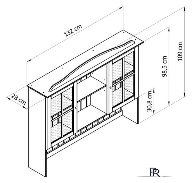 Шкаф-витрина Диприз Lena Д.73012.1 (лак) - Изображение №4 — Интернет-магазин ПроЗаказ