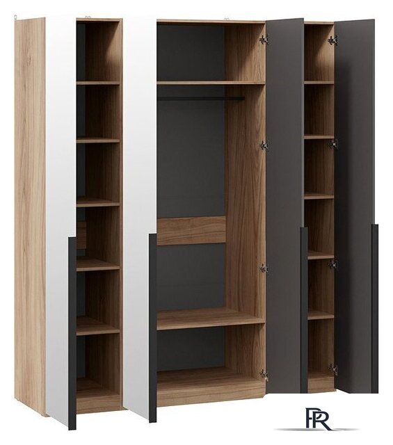 Шкаф распашной Трия Порто СМ-393.07.109 с 4 зеркальными дверями (яблоня беллуно/графит) - Изображение №2 — Интернет-магазин ПроЗаказ