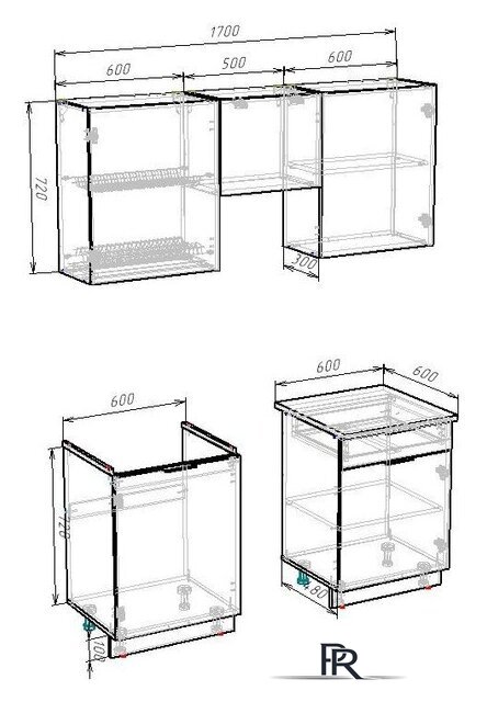 Готовая кухня ВерсоМебель Эко-1 1.7 (белый фасадный/черный/ст.мрамор итальянский) - Изображение №8 — Интернет-магазин ПроЗаказ