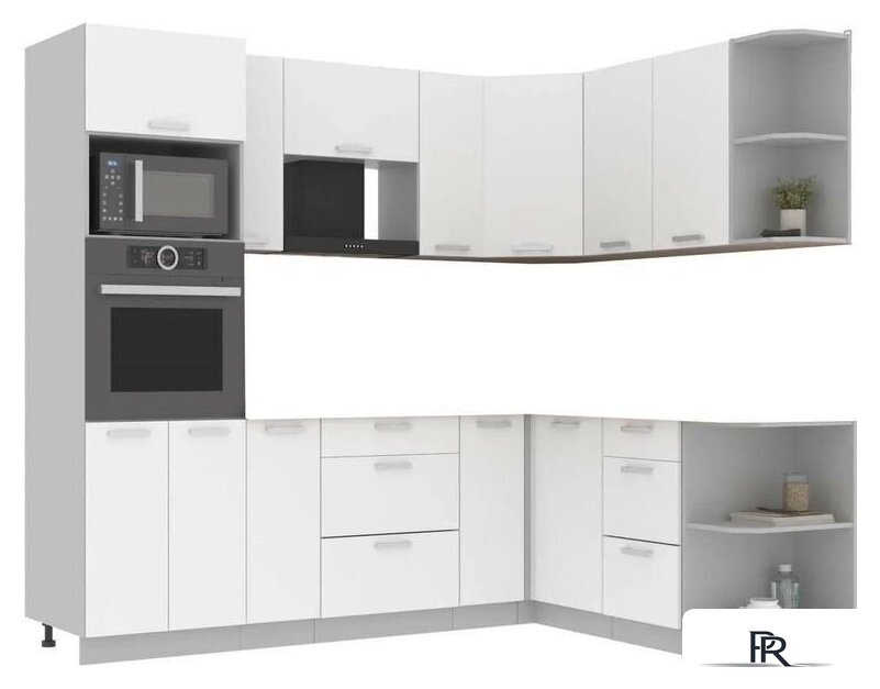 Готовая кухня Интерлиния Мила Лайт 1.68x2.4 правая без столешницы (белый платинум) - Изображение №1 — Интернет-магазин ПроЗаказ