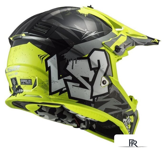 Мотошлем LS2 MX437 Fast 2 Mini Crusher (S, черный/желтый) - Изображение №9 — Интернет-магазин ПроЗаказ