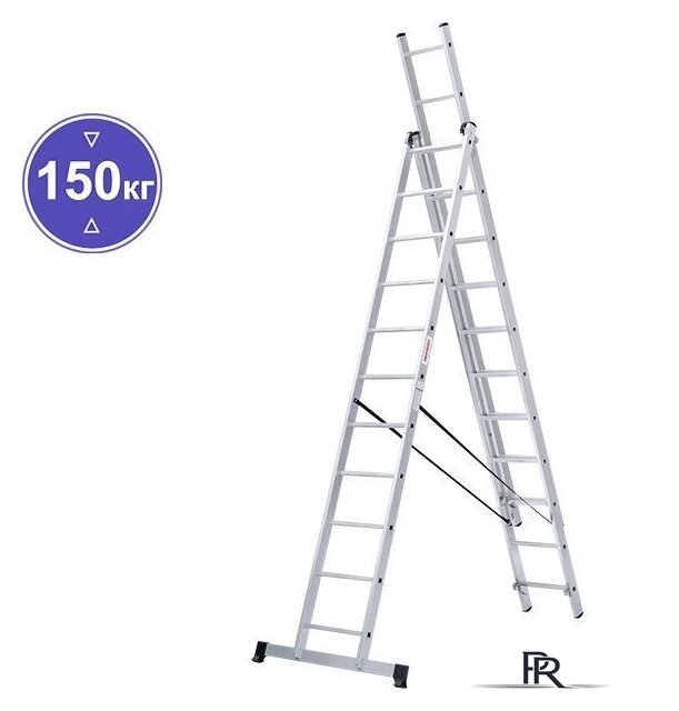 Лестница-стремянка Новая высота NV 123 алюминиевая трёхсекционная 3x11 ступеней - Изображение №1 — Интернет-магазин ПроЗаказ