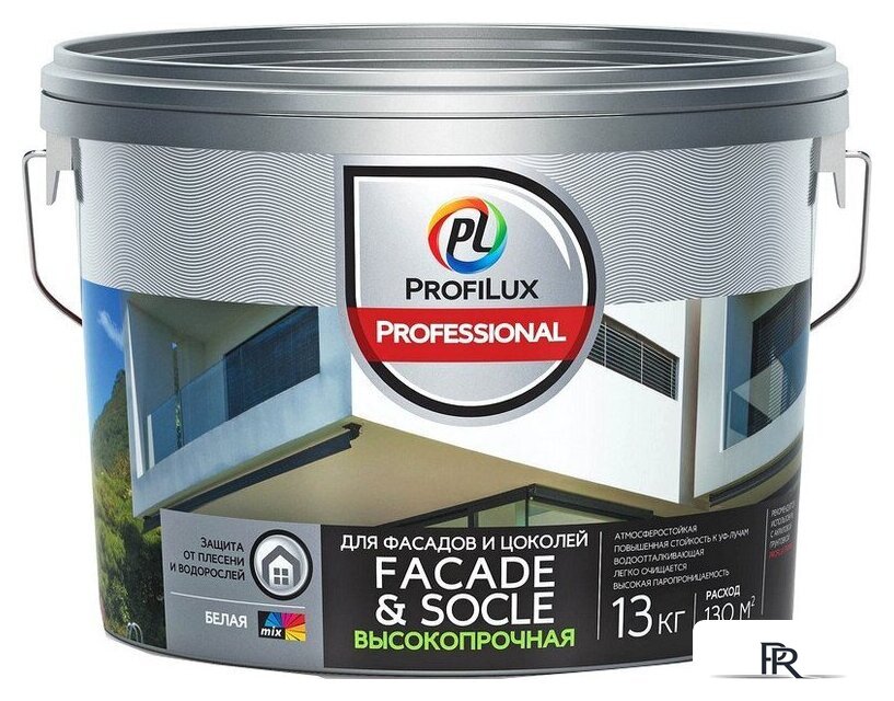 Краска Profilux ВД Facade&Socle (13 кг, белый) - Изображение №1 — Интернет-магазин ПроЗаказ