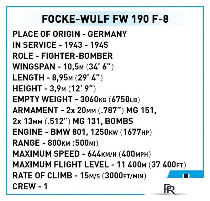 Конструктор Cobi Historical Collection WWII Focke-Wulf Fw 190 F-8 - Изображение №5 — Интернет-магазин ПроЗаказ