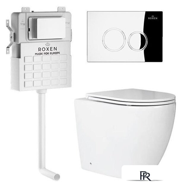 Унитаз приставной Roxen Antares в комплекте с инсталляцией Attach 5 в 1 966891 (кнопка: хром глянцевый) - Изображение №1 — Интернет-магазин ПроЗаказ