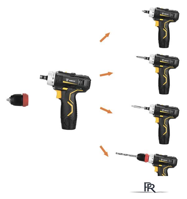 Ударная дрель-шуруповерт Deko GCD12DU3 SET4 063-4038 (с 2-мя АКБ, кейс, набор оснастки) - Изображение №8 — Интернет-магазин ПроЗаказ