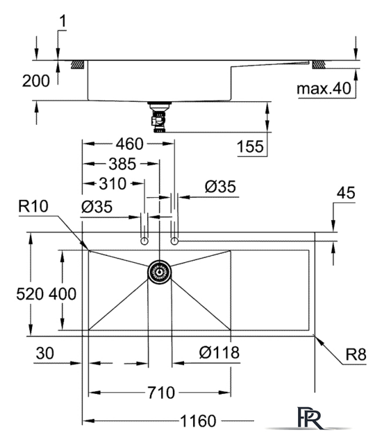 Кухонная мойка Grohe K1000 80-S 116/52 1.0 lh 31581SD1 (левая) - Изображение №3 — Интернет-магазин ПроЗаказ
