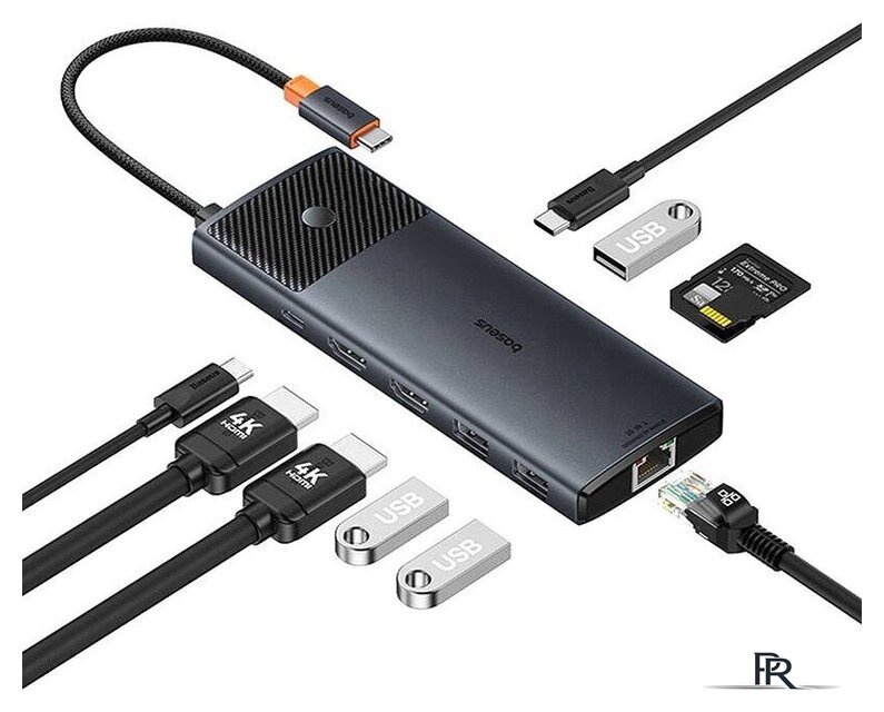 Док-станция Baseus Metal Gleam Series II 10-in1 USB Hub B00061800123-00 - Изображение №1 — Интернет-магазин ПроЗаказ