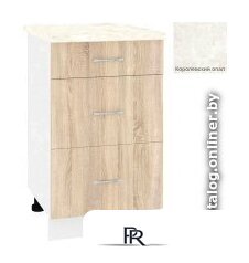 Шкаф напольный Кортекс-мебель Корнелия Лира НШ50р3ш (дуб сонома/королевский опал) - Изображение №1 — Интернет-магазин ПроЗаказ