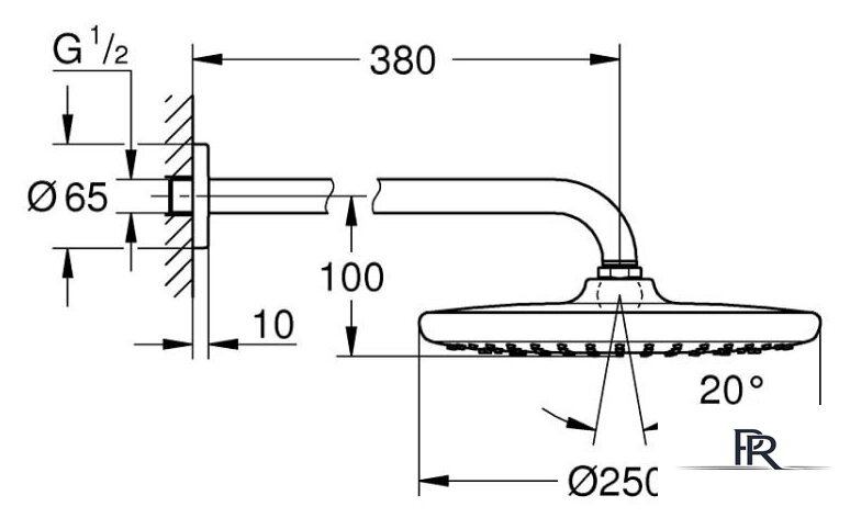 Верхний душ Grohe Tempesta 250 26663000 - Изображение №5 — Интернет-магазин ПроЗаказ