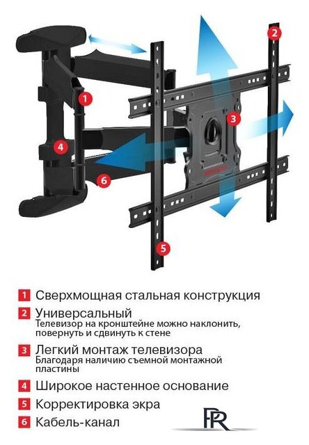 Кронштейн для телевизора Arm Media COBRA-60 (черный) - Изображение №3 — Интернет-магазин ПроЗаказ