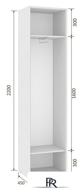 Шкаф распашной Кортекс-мебель Лара ШП1-45 (белый) - Изображение №2 — Интернет-магазин ПроЗаказ