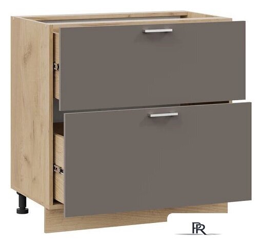 Шкаф напольный Трия Габриэлла 1Н8Я2 с двумя ящиками (дуб крафт золотой/муссон) - Изображение №2 — Интернет-магазин ПроЗаказ