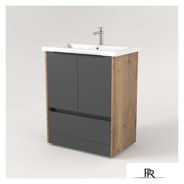  Дабер Тумба под умывальник 017 Cersanit Como 70 Т17.7С.0.22Ч (дуб галифакс/серый/ручка черная) - Изображение №3 — Интернет-магазин ПроЗаказ