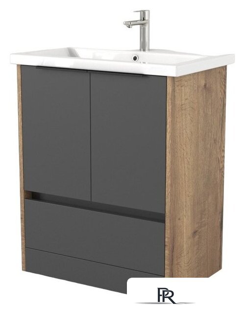  Дабер Тумба под умывальник 017 Cersanit Como 70 Т17.7С.0.22Ч (дуб галифакс/серый/ручка черная) - Изображение №1 — Интернет-магазин ПроЗаказ