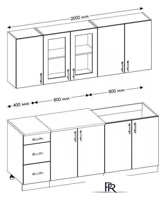 Готовая кухня Senira Вяселка 2/1 2.0м + шкаф настенный В-083 - Изображение №2 — Интернет-магазин ПроЗаказ