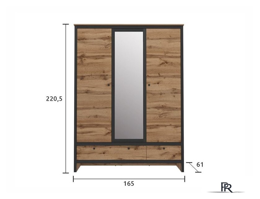 Шкаф распашной Black Red White Loft SZF3D2S (дуб вотан/черный) - Изображение №5 — Интернет-магазин ПроЗаказ