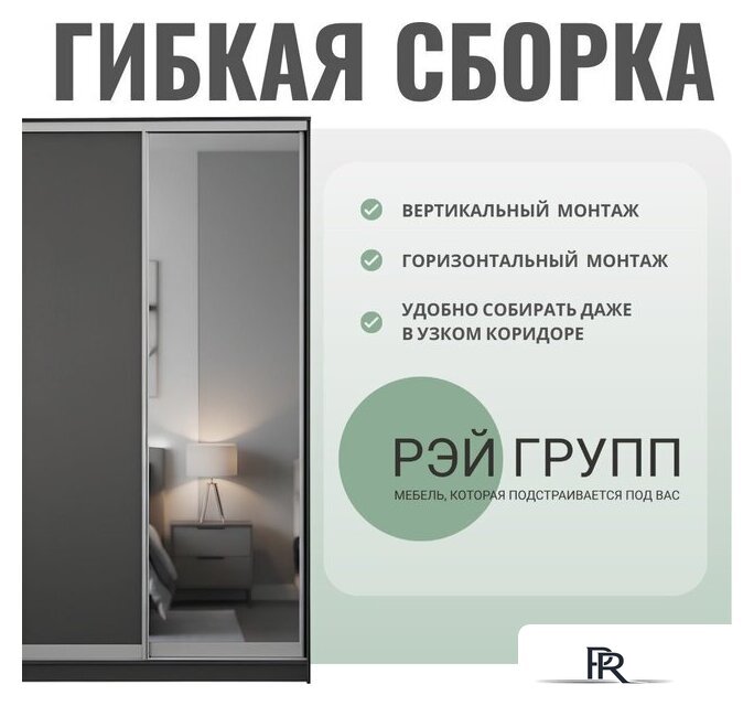 Шкаф-купе Рэйгрупп 158 EEX Elgon РГ-04.05 (дуб элисон/дуб элисон/хром) - Изображение №3 — Интернет-магазин ПроЗаказ