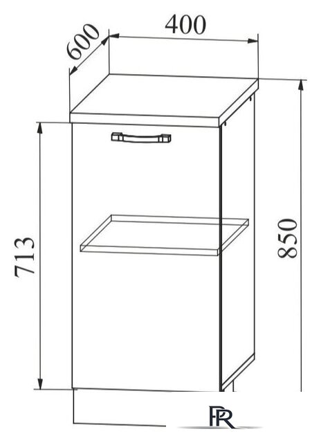 Шкаф напольный ДСВ Тренто С 400 левый (серый/серый) - Изображение №3 — Интернет-магазин ПроЗаказ