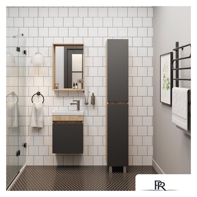  Onika Шкаф-пенал Милтон 30 403078 (серый/дуб сонома) - Изображение №2 — Интернет-магазин ПроЗаказ