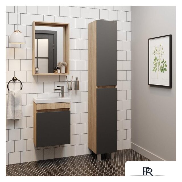  Onika Шкаф-пенал Милтон 30 403078 (серый/дуб сонома) - Изображение №3 — Интернет-магазин ПроЗаказ