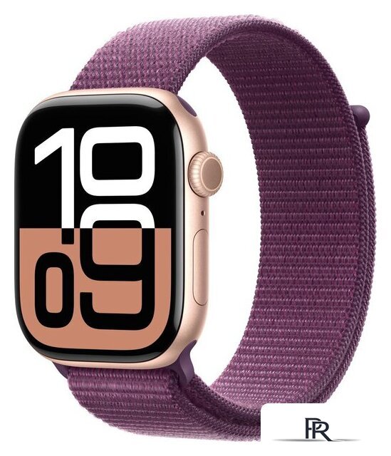 Умные часы Apple Watch Series 10 46 мм (алюминиевый корпус, розовое золото/сливовый, нейлоновый ремешок) - Изображение №1 — Интернет-магазин ПроЗаказ