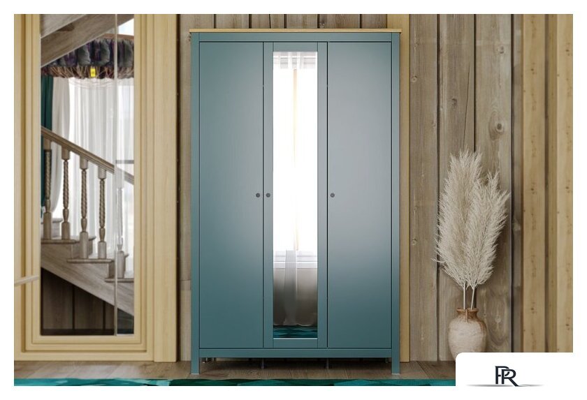 Шкаф распашной Mio Tesoro Сага с зеркалом 2.08.01.040.16 (темно-бирюзовый/ясень) - Изображение №4 — Интернет-магазин ПроЗаказ