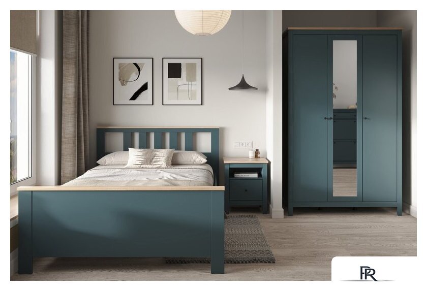 Шкаф распашной Mio Tesoro Сага с зеркалом 2.08.01.040.16 (темно-бирюзовый/ясень) - Изображение №5 — Интернет-магазин ПроЗаказ